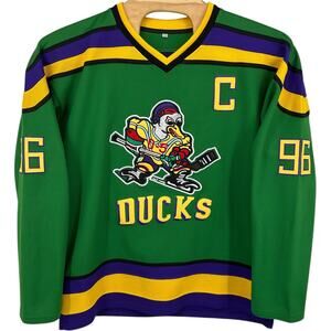 Men's Green The Mighty Ducks Movie 1992 Charlie Conway No. 96 Hockey Jersey XL